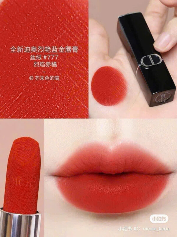 Son Dior Velvet 777 Fahrenheit - Màu Đỏ Cam - Hình ảnh 4